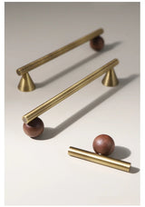 Poignée de Meuble Moderne Bois Noyer & Bronze