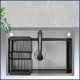 BlackPearl Pro – Évier de Cuisine Noir en Acier Inoxydable 304 avec Robinet Extractible 360° et Accessoires Intégrés