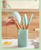 CookMaster 12 – Set de 12 Ustensiles de Cuisine en Silicone avec Poignées en Bois