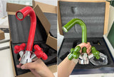 Mitigeur Lavabo à Double Poignée – Robinet Rotatif en Laiton avec Finition Chromée et Accents Rouge &amp; Vert