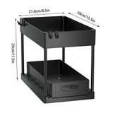 Organisateur Coulissant Extensible 2 Niveaux – Rangement Sous Évier avec Paniers, Crochets et Gobelet