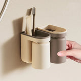 PureDock – Support Mural 2-en-1 pour Brosse à Dents et Gobelet sans Perçage