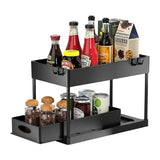Organisateur Coulissant Extensible 2 Niveaux – Rangement Sous Évier avec Paniers, Crochets et Gobelet