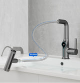 Robinet de lavabo cascade avec affichage numérique de température et bec réglable