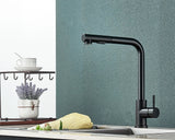 AquaFlow Noir Mitigeur de Cuisine Extractible – Rotation 360° – 2 Modes de Jet – Acier Inoxydable Noir Mat