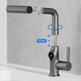 Robinet de lavabo cascade avec affichage numérique de température et bec réglable