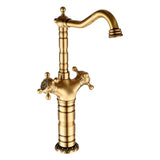 BronzeÉlégance – Robinet de Lavabo Gravé en Laiton Vieilli