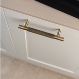 Poignée de Meuble en Laiton Massif – T-Bar Style Rétro avec Motif Diamond-Cut (320 mm)