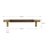 Poignée de Meuble en Laiton Massif – T-Bar Style Rétro avec Motif Diamond-Cut (320 mm)