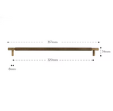 Poignée de Meuble en Laiton Massif – T-Bar Style Rétro avec Motif Diamond-Cut (320 mm)