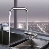 Robinet de cuisine rabattable et rotatif en laiton avec double jet et mitigeur eau chaude et froide
