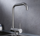 Robinet de cuisine rabattable et rotatif en laiton avec double jet et mitigeur eau chaude et froide