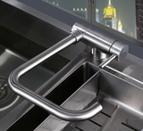 Robinet de cuisine rabattable et rotatif en laiton avec double jet et mitigeur eau chaude et froide