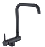 Robinet de cuisine rabattable et rotatif en laiton avec double jet et mitigeur eau chaude et froide