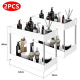 Organisateur Coulissant Sous Évier Multifonction ABS Premium – Panier de Rangement avec Crochets | Tiroirs Extractibles | Gain de Place Cuisine et Salle de Bain