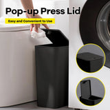 Poubelle Salle de Bain 10L à Couvercle Pop-Up