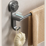 Barre Porte-Serviettes Sans Perçage 40 cm – Support Mural Noir à Ventouse, Amovible et Multifonction