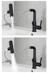 Robinet de lavabo cascade avec affichage numérique de température et bec réglable