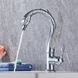 Robinet de lavabo en laiton avec bec en forme de cygne et effet cascade