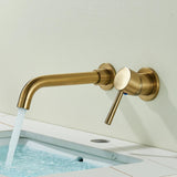 Robinet Mural Lavabo Doré Brossé Rotation Totale Élégance Murale – Mitigeur Encastré | Rotation 360° | Design Moderne Salle de Bain