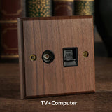 Interrupteur Mural -Noble Walnut – Bois Massif, Laiton et Option USB