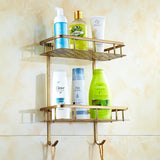 Étagère Murale Vintage -Brasséo – Panier Savon et Shampooing en Laiton Massif