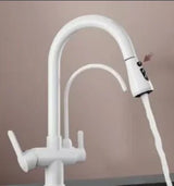 Mitigeur de Cuisine 2 Voies Vintage – Robinet en Laiton Antique avec Filtration et Douchette Extractible 360°