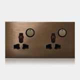 Interrupteur et Prise Murale Vintage CoffeeStyle – Brun avec LED Indicatrice (220V)