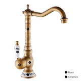 Robinet de Cuisine Vintage en Laiton et Céramique