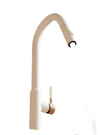 Robinet de Cuisine Extractible Rotatif en Acier Inoxydable Finition Crème Élégante avec Mitigeur Eau Chaude et Froide