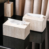 Set d’Accessoires de Salle de Bain en Travertin -Élégance Minérale