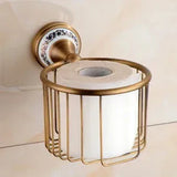 Élégance Vintage – Ensemble d’Accessoires de Salle de Bain en Laiton Antique & Céramique