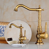 BronzeÉlégance – Robinet de Lavabo Gravé en Laiton Vieilli