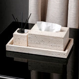 Set d’Accessoires de Salle de Bain en Travertin -Élégance Minérale
