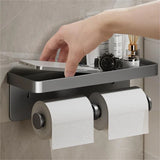 SmartShelf Élégance – Porte-Papier Toilette en Aluminium avec Étagère pour Smartphone