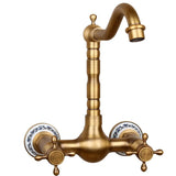 Mitigeur Mural Vintage en Laiton Antique – Cuisine et Salle de Bain – Eau Chaude &amp; Froide