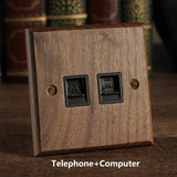 Interrupteur Mural -Noble Walnut – Bois Massif, Laiton et Option USB