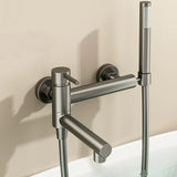 Mitigeur mural pour baignoire avec bec pivotant et douchette – Robinet de bain en acier inoxydable avec eau chaude et froide