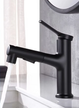 Robinet de lavabo avec bec extractible et fonction de rinçage buccal – Mitigeur eau chaude et froide