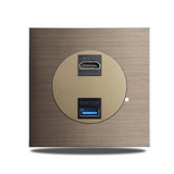 Prise Murale Aluminium Brossé Marron Multiport Élégance – Prise Schuko avec USB et RJ45 | Installation Encastrée | Connectivité Moderne