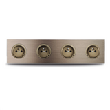 Prise Murale Aluminium Brossé Marron Multiport Élégance – Prise Schuko avec USB et RJ45 | Installation Encastrée | Connectivité Moderne