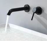 Robinet mural encastré en laiton pour lavabo avec mitigeur eau chaude et froide