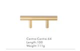 Poignée T-Bar -LineaBrass – Laiton Massif, Extra Longue et Design Moderne