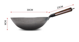 Wok en Fer Forgé 100 % Naturel – Fabrication Artisanale avec Manche en Bois