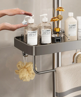 Étagère de Douche en Aluminium Sans Perçage avec Barre Porte-Serviette – Organisateur Double Niveau | Résistant à la Rouille