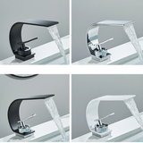 Robinet de lavabo cascade ultra-fin en laiton – Mitigeur moderne pour salle de bain avec eau chaude et froide