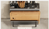Support Mural pour Couteaux avec Rangement Planche à Découper – Étagère de Cuisine en Acier Inoxydable