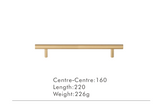 Poignée T-Bar -LineaBrass – Laiton Massif, Extra Longue et Design Moderne