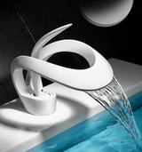 CascadePure – Mitigeur Lavabo Effet Cascade Blanc Moderne